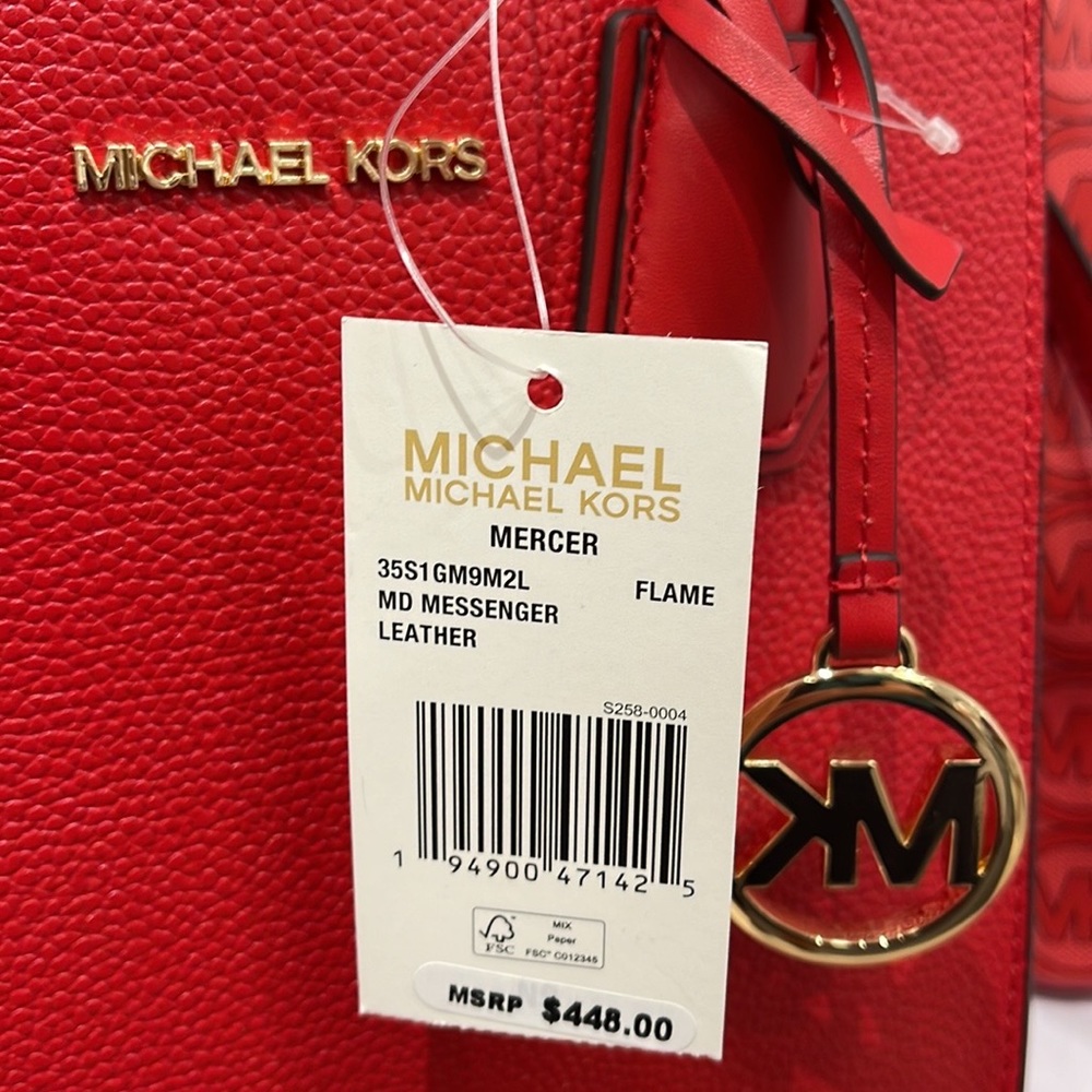 Michael Kors Mercer Medium Leather Messenger 
Flame - Picture 6 of 16